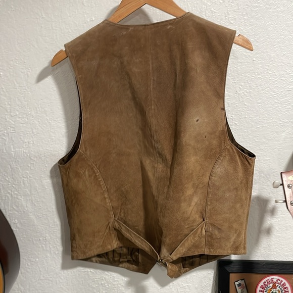 Roundtree & Yorke Mens Button Up Leather Vest Sz M Brown Western Cowboy - Picture 4 of 5